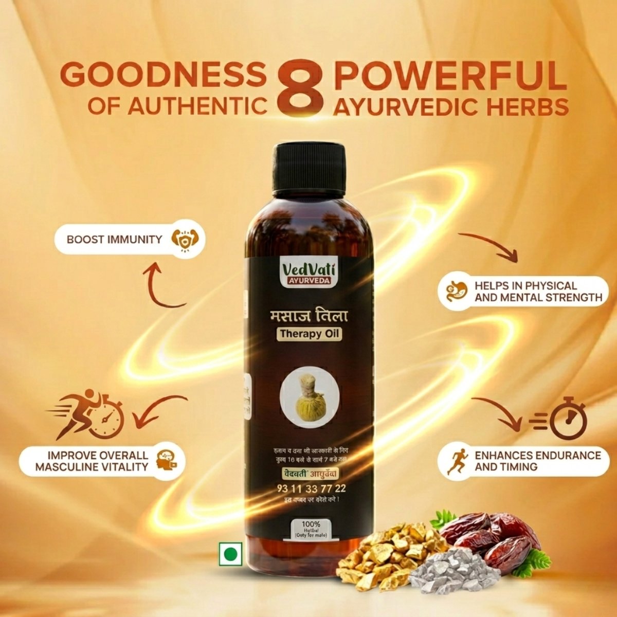 VedVati Therapy Oil – Herbal Male Wellness Massage Oil 100ml - Image 5