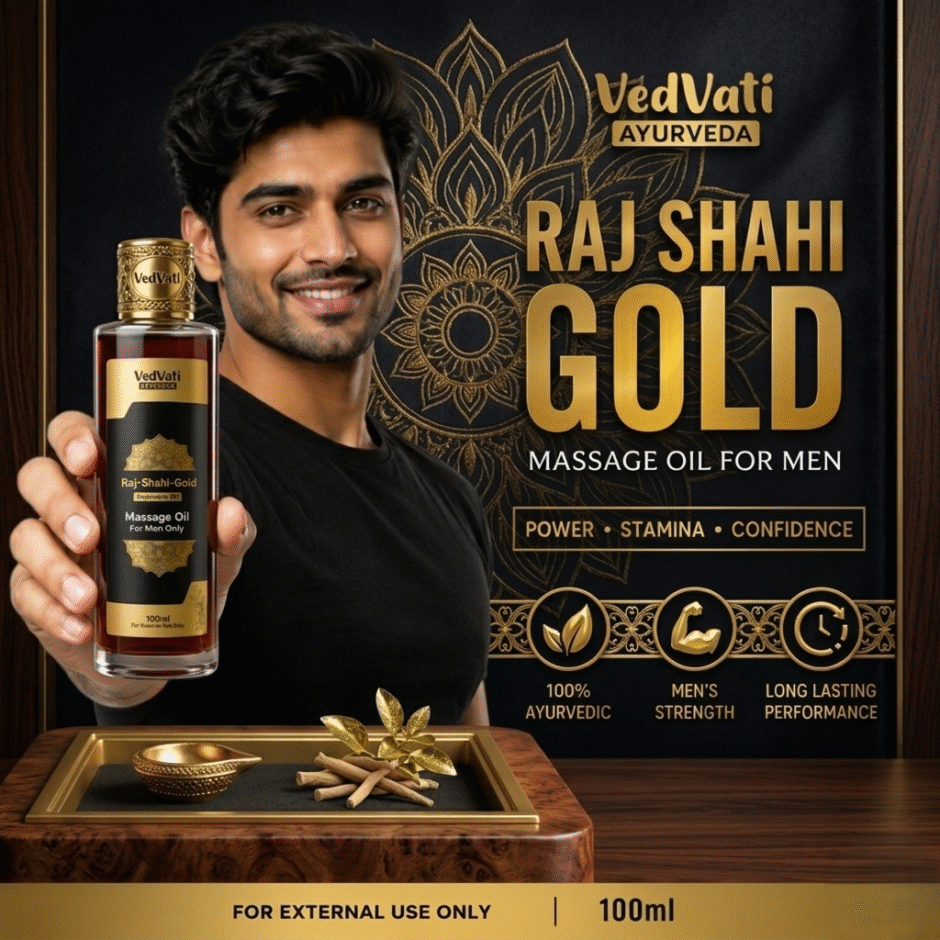Raj-Shahi-Gold Ayurvedic Massage Oil for Men (100 ml) - Image 3