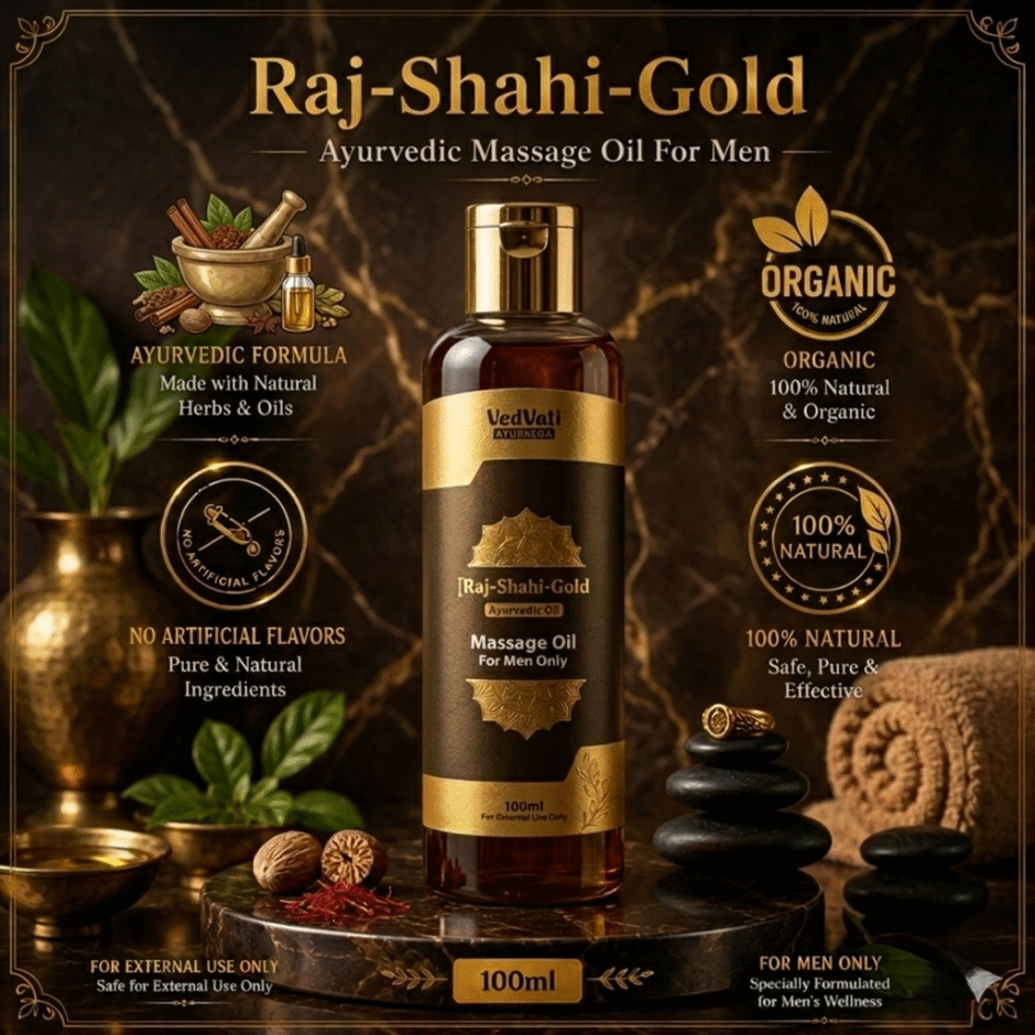 Raj-Shahi-Gold Ayurvedic Massage Oil for Men (100 ml) - Image 2