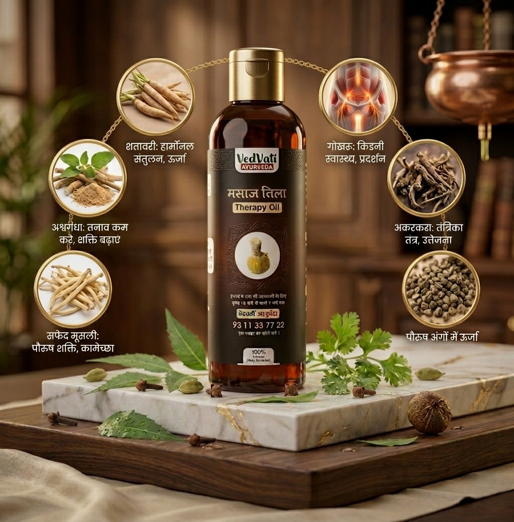 VedVati Therapy Oil – Herbal Male Wellness Massage Oil 100ml - Image 5