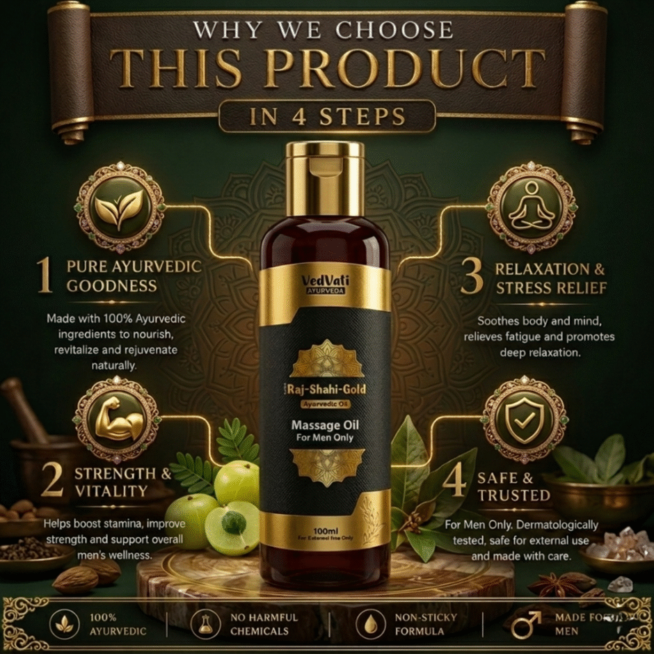 Raj-Shahi-Gold Ayurvedic Massage Oil for Men (100 ml) - Image 4