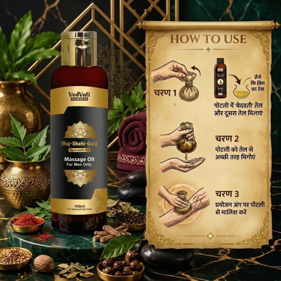 Raj-Shahi-Gold Ayurvedic Massage Oil for Men (100 ml) - Image 5