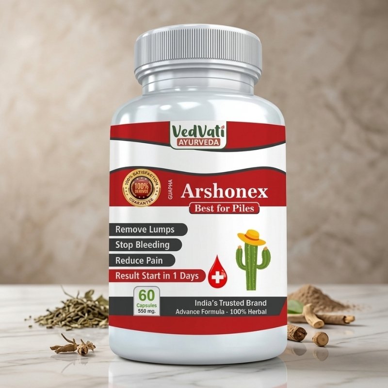 Vedvati Arshonex Capsules – 100% Herbal Relief for Piles, Bleeding & Pain (60 Capsules)